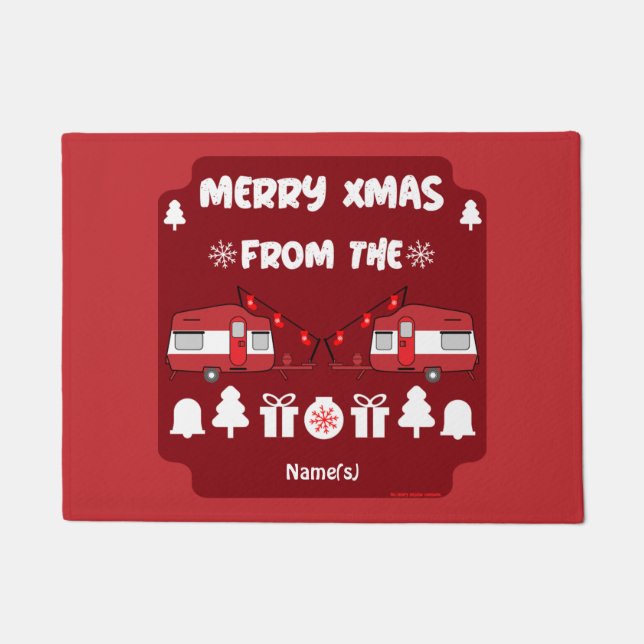Felpudo Camping de caravanas felices Navidades (Anverso)
