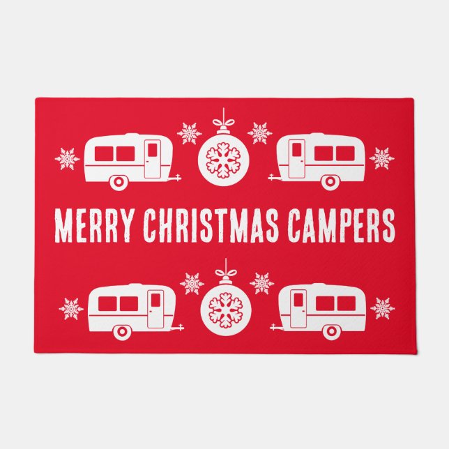 Felpudo Camping de caravanas felices Navidades (Anverso)