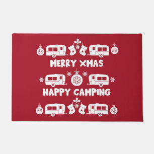 Felpudo Camping de caravanas felices Navidades
