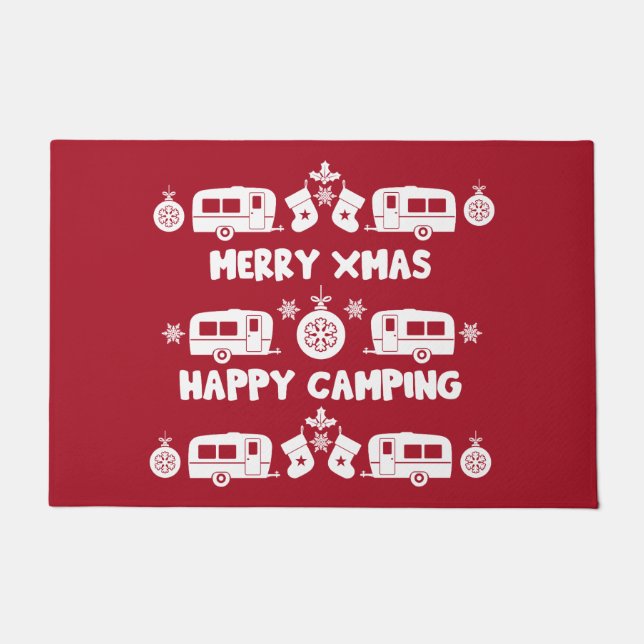 Felpudo Camping de caravanas felices Navidades (Anverso)
