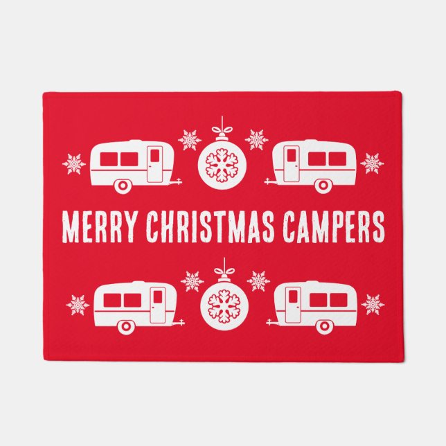 Felpudo Camping de caravanas felices Navidades (Anverso)