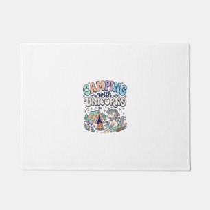 Felpudo Camping de Unicornios con Unicornios Sticker Kawai