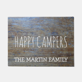 Felpudo Campistas contentos personalizados madera rústica