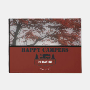 Felpudo Campistas contentos que acampan personalizados