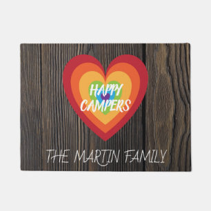 Felpudo Campistas contentos retros de madera rústicos del