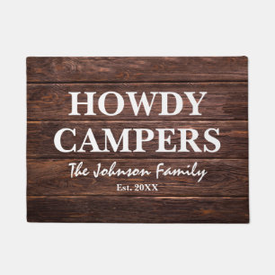 Felpudo Campistas rústicos de madera Howdy