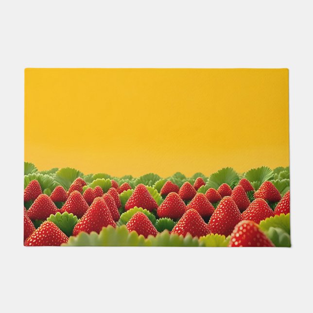 Felpudo Campo de Fresas Rojo Vibrante (Anverso)