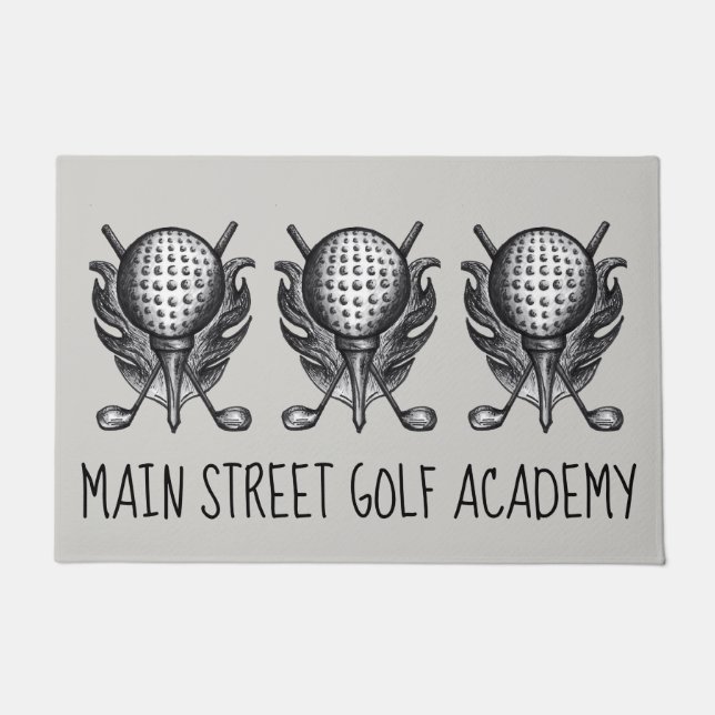 Felpudo Campo de golf Ball Tee Clubs Golfer Personalizado (Anverso)