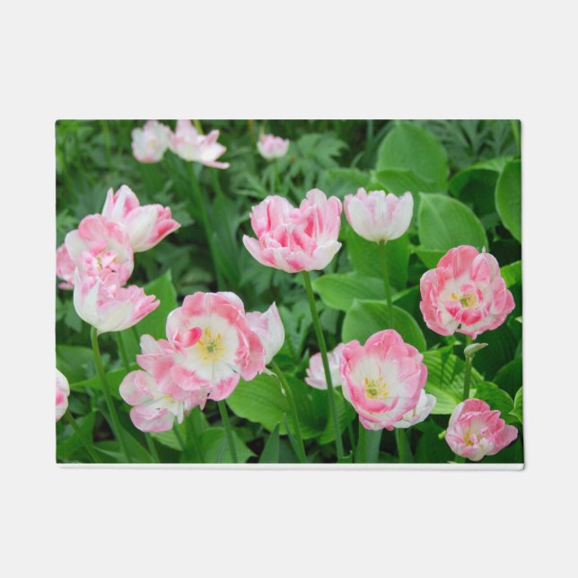 Felpudo Campo de tulipanes rosados (Anverso)