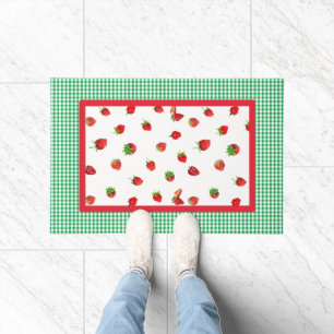 Felpudo Campos de fresa y Green Gingham Check