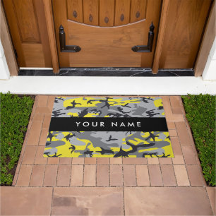 Felpudo Camuflaje amarillo y gris Tu nombre personaliza