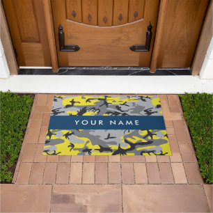 Felpudo Camuflaje amarillo y gris Tu nombre personaliza