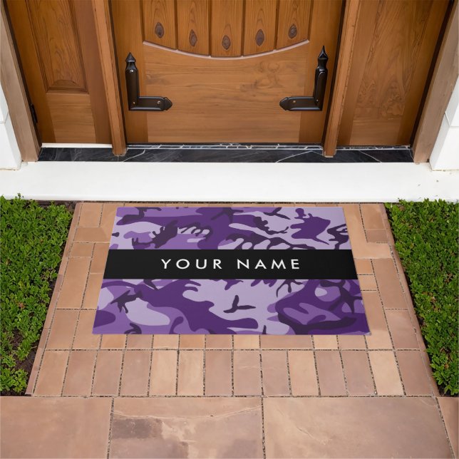 Felpudo Camuflaje púrpura Tu nombre Personaliza (Exterior)