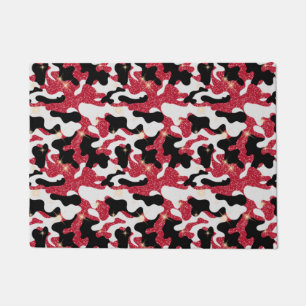 Felpudo Camuflaje Rojo Blanco Negro Brillante Camuflaje
