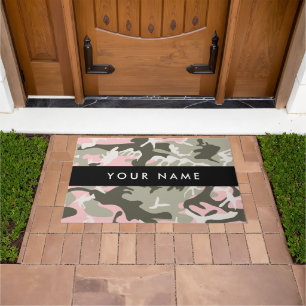 Felpudo Camuflaje Rosa y Verde Personaliza tu nombre