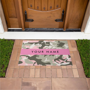 Felpudo Camuflaje rosa y verde Tu nombre Personaliza