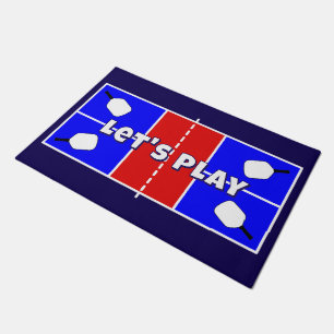 Felpudo Cancha de Pickleball Roja Blanca y Azul Personaliz