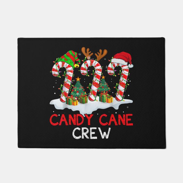 Felpudo Candy Cane Crew Navidades Santa Elf Reindeer X-mas (Anverso)