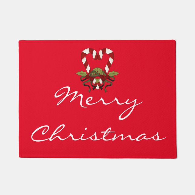 Felpudo Candy Cane Heart Merry Christmas Doormat (Anverso)