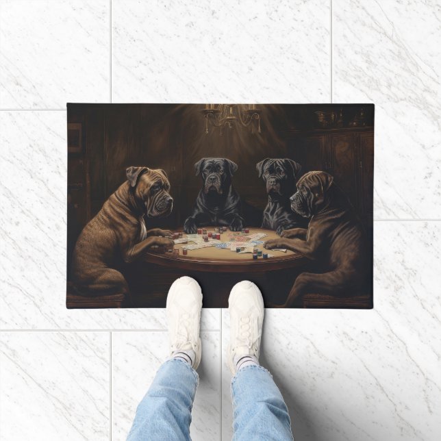 Felpudo Cane Corso Perros Jugando Arte De Póquer (Interior)