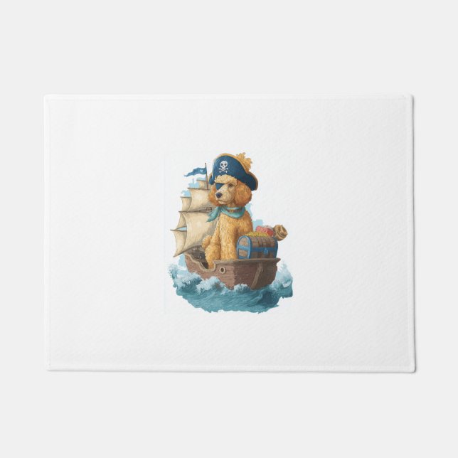 Felpudo Caniche Pirata � Perro Marino Divertido (Anverso)