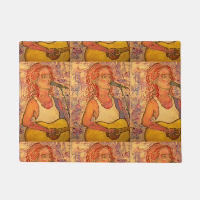 Felpudo cantante de micrófono azul (Anverso)