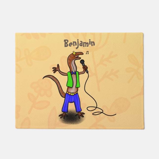 Felpudo Canto gracioso de lagarto con personalizado de mic (Anverso)