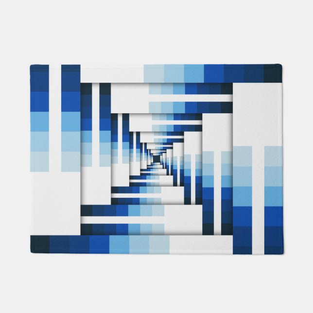 Felpudo Capas geométricas de azul (Anverso)