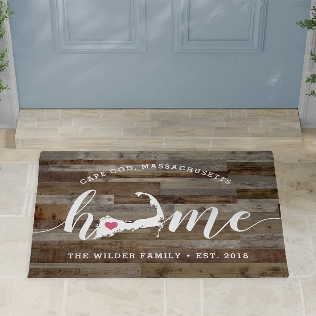 Felpudo Cape Cod Home Town Personalized Wood Look (Subido por el creador)