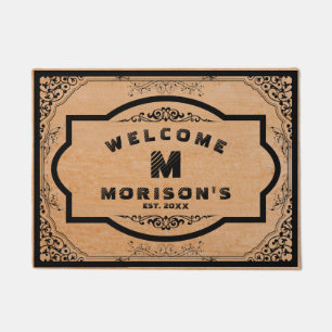 Felpudo Capítulo de madera rubio del vintage del negro de