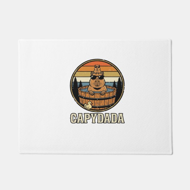 Felpudo Capydada Capybara Papá Diseño Vectorial Retro Bañe (Anverso)
