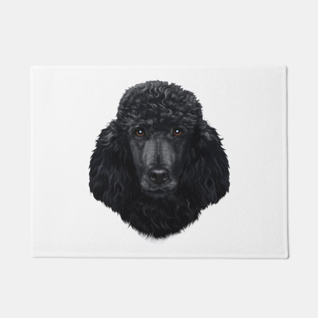 Felpudo Cara de perro caniche negro (Anverso)