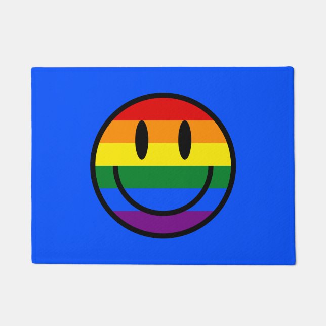Felpudo Cara sonriente arco iris (Anverso)