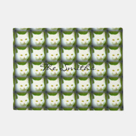 Felpudo caras de gato blanco