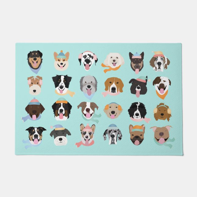 Felpudo Caras de perro de invierno (Anverso)