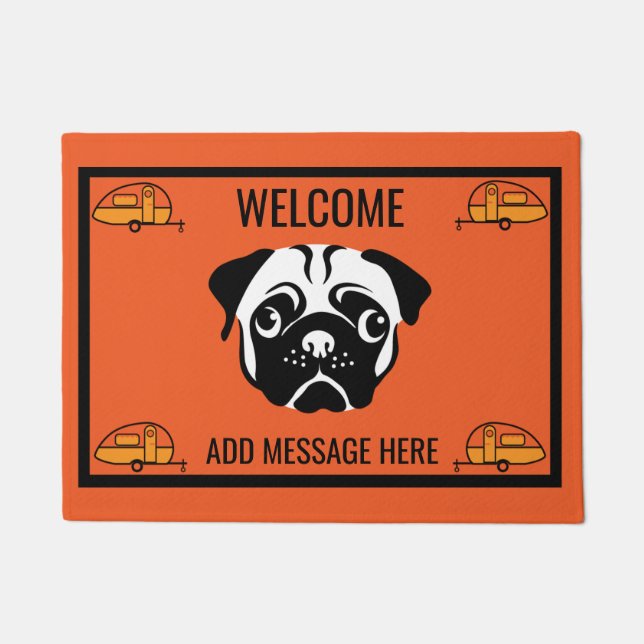 Felpudo Caravana Pug Dog Mat (Anverso)