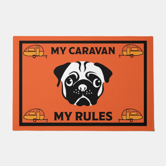 Felpudo Caravana Pug Dog Mat (Anverso)