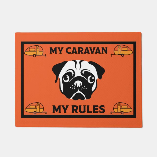 Felpudo Caravana Pug Dog Mat (Anverso)