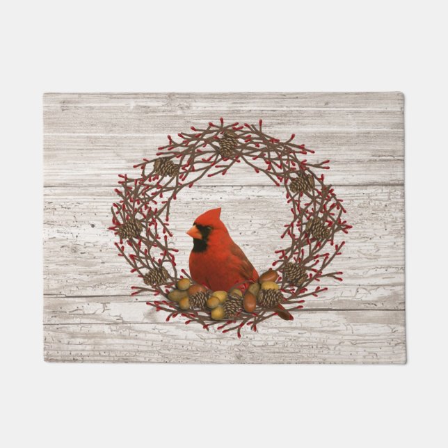 Felpudo Cardenal Wreath Door Mat (Anverso)