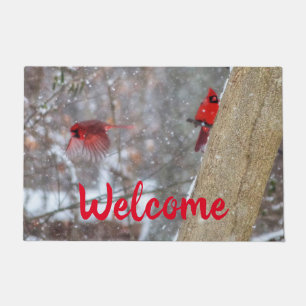 Felpudo Cardenales en la nieve