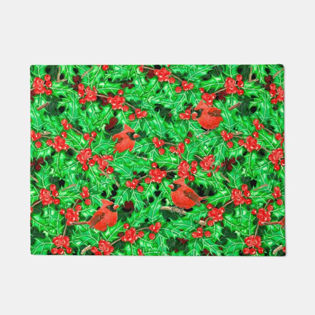 Felpudo Cardenales y berry holly (Anverso)
