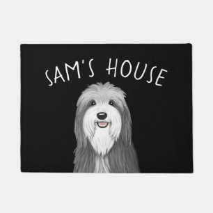 Felpudo Caricatura de collie con barba, Perro personalizad