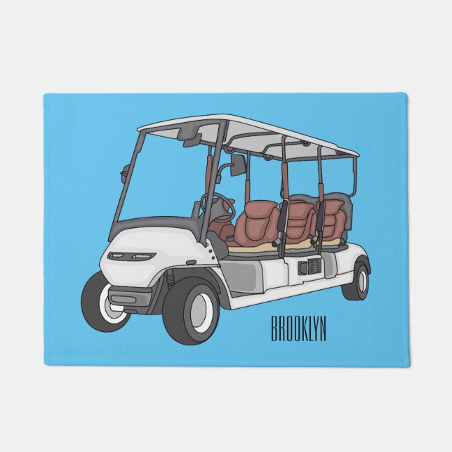 Felpudo Carro de golf / ilustracion personalizado de coche (Anverso)