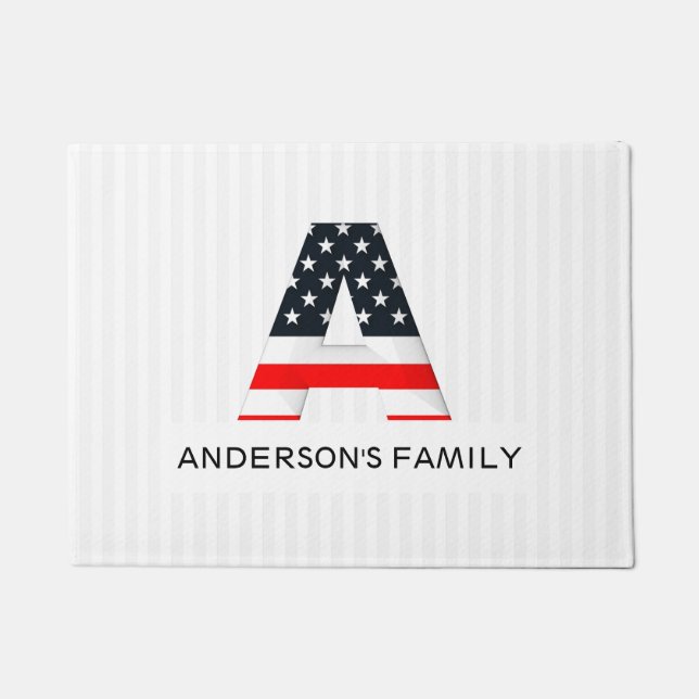 Felpudo Carta moderna con la bandera estadounidense (Anverso)