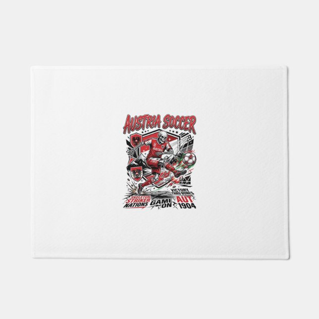 Felpudo Cartel de Esqueleto de Fútbol de Austria Estilo (Anverso)