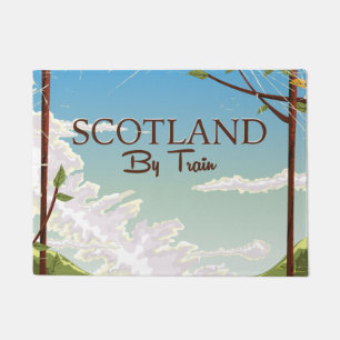 Felpudo Cartel de viaje vintage de Escocia en tren