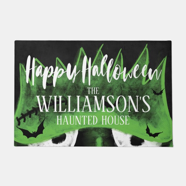 Felpudo Casa cazada Frankenstein fantasmagórica del feliz (Anverso)