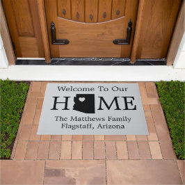 Felpudo Casa de bienvenida al corazón del mapa de Arizona