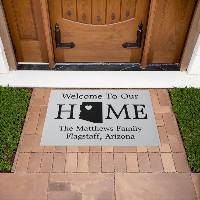 Felpudo Casa de bienvenida al corazón del mapa de Arizona (Exterior)
