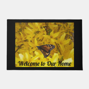 Felpudo Casa de bienvenida de mariposa amarilla Forsythia